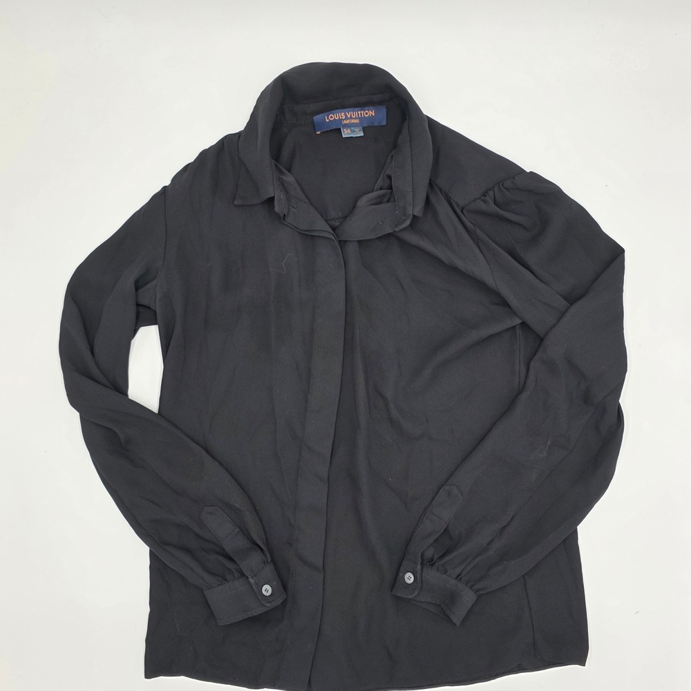 Louis Vuitton Uniforms Black Long Sleeve Hidden Button Blouse Top Size 34 Womens